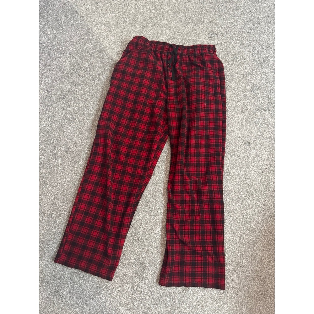 Fruit of the Loom Pajama Pants Checkered Red Black Drawstring Medium